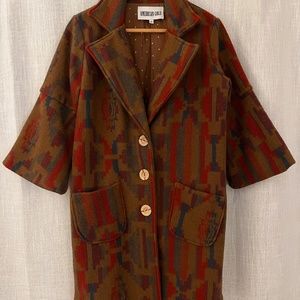 American Gold 3/4 Sleeve Graphic Print Pea Coat